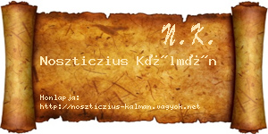 Noszticzius Kálmán névjegykártya